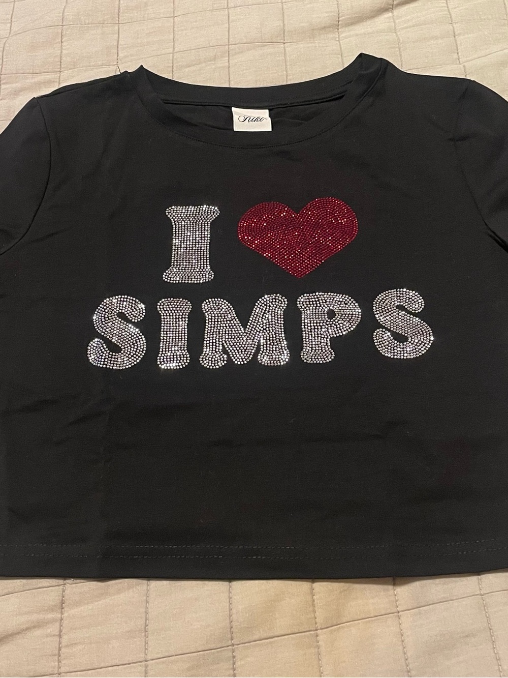 NWOT Kiki The Brand 'I ♥ SIMPS' Rhinestone Crop Top